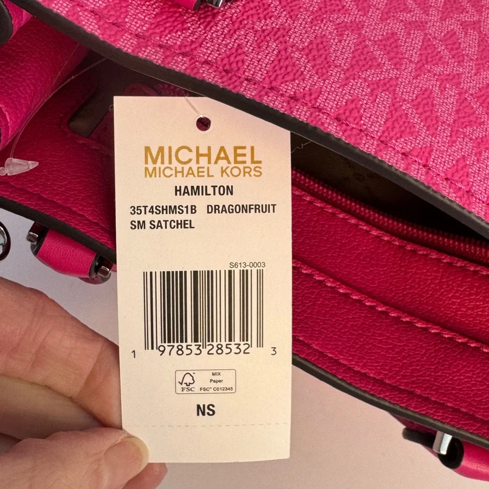 Michael Kors Dragonfruit Hamilton Small Signature Logo Satchel - Picture 9 of 12